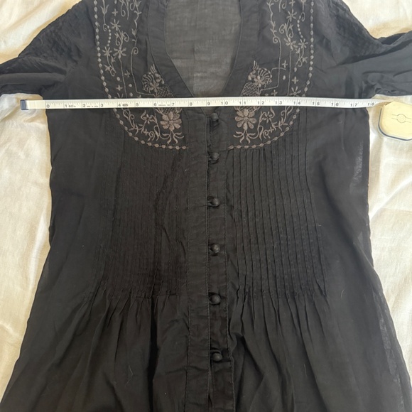 MONORENO Women’s Embroidered Boho Black Tunic Small - Picture 8 of 11